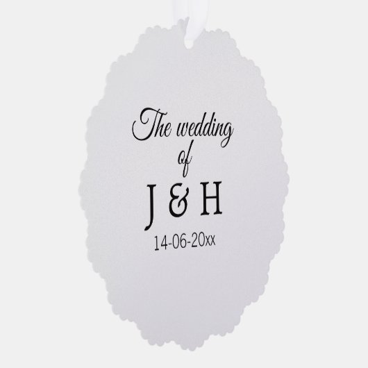 追加結婚カップル名のイニシャルレターの日付 オーナメントカード (右)