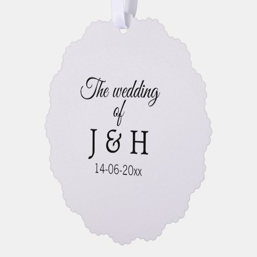 追加結婚カップル名のイニシャルレターの日付 オーナメントカード (左)