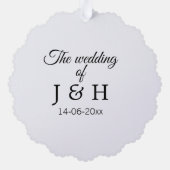 追加結婚カップル名のイニシャルレターの日付 オーナメントカード (裏面)