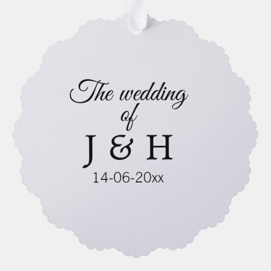 追加結婚カップル名のイニシャルレターの日付 オーナメントカード (裏面)