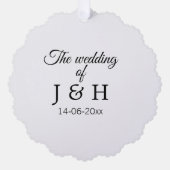 追加結婚カップル名のイニシャルレターの日付 オーナメントカード (正面)