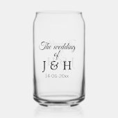 追加結婚カップル名のイニシャルレターの日付 ガラス缶 (正面)