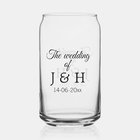 追加結婚カップル名のイニシャルレターの日付 ガラス缶 (裏面)