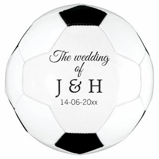 追加結婚カップル名のイニシャルレターの日付 サッカーボール (正面)