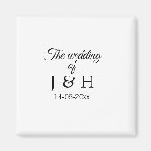 追加結婚カップル名のイニシャルレターの日付 マグネット (正面)