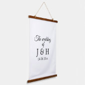 追加結婚カップル名のイニシャルレターの日付 吊り下げ型タペストリー (傾斜あり)