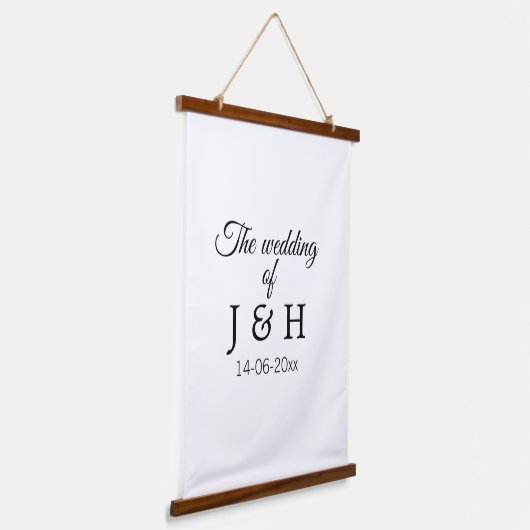 追加結婚カップル名のイニシャルレターの日付 吊り下げ型タペストリー (傾斜あり)