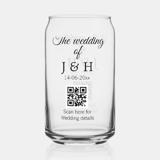 追加結婚カップル名QRコードスキャン詳細 ガラス缶 (正面)
