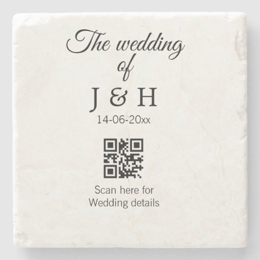 追加結婚カップル名QRコードスキャン詳細 ストーンコースター (正面)