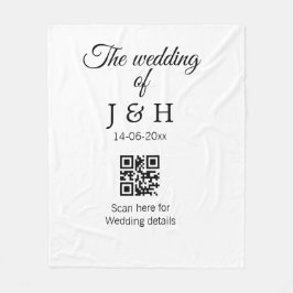 追加結婚カップル名QRコードスキャン詳細 フリースブランケット