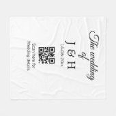 追加結婚カップル名QRコードスキャン詳細 フリースブランケット (正面(横))