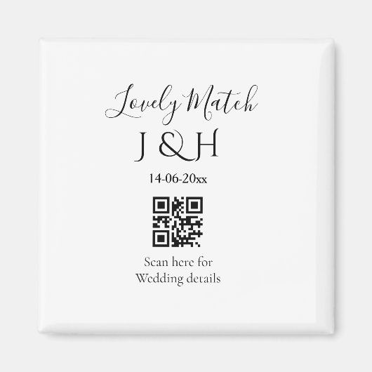 追加結婚カップル名QRコードスキャン詳細 マグネット (正面)