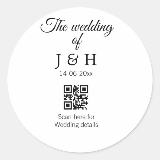 追加結婚カップル名QRコードスキャン詳細 ラウンドシール (正面)