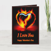 追加2写真の燃えるような赤いバレンタインハートの愛の詩 カード (正面)