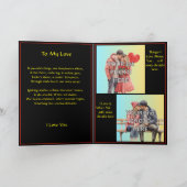 追加2写真の燃えるような赤いバレンタインハートの愛の詩 カード (内部)