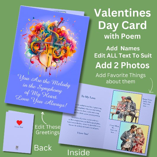 追加2写真の，あなたは私のバレンタインのメロディ カード