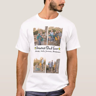 追加4フォトコラージュもっとも偉大パパEver Father's Day Tシャツ