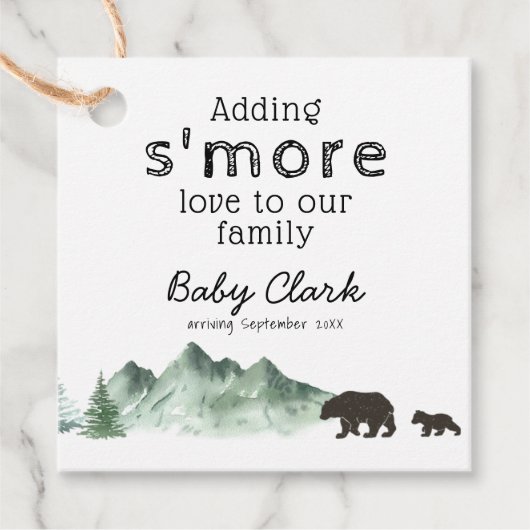 追加s'more Love Baby Shower Bearラベル フェイバータグ (正面)