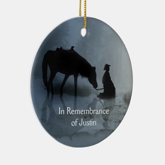 追悼の名カウボーイと馬記念 セラミックオーナメント (右)