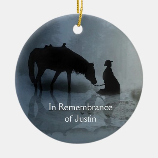追悼の名カウボーイと馬記念 セラミックオーナメント (正面)