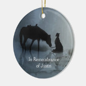 追悼の名カウボーイと馬記念 セラミックオーナメント (左)