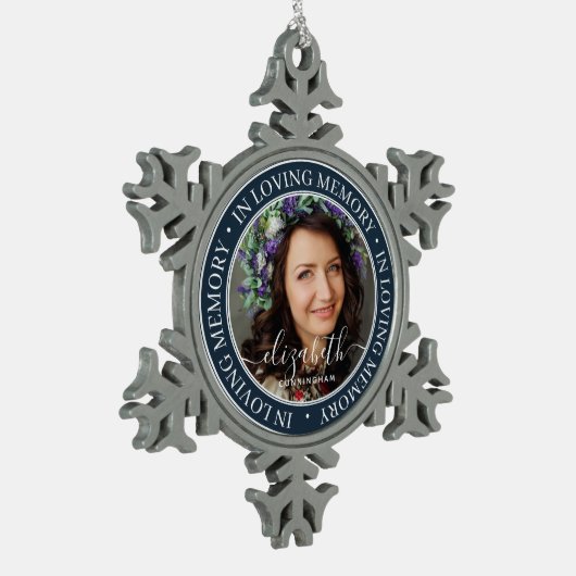 追悼の思い出のエレガント写真クラシック スノーフレークピューターオーナメント (左)