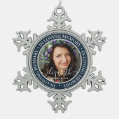 追悼の思い出のエレガント写真クラシック スノーフレークピューターオーナメント (正面)