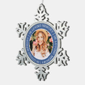 追悼の思い出のモダン写真カスタム スノーフレークピューターオーナメント (右)