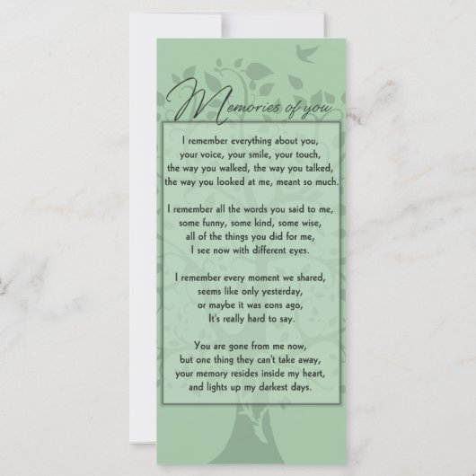 追悼の思い出/思い出のカスタムカード (裏面)