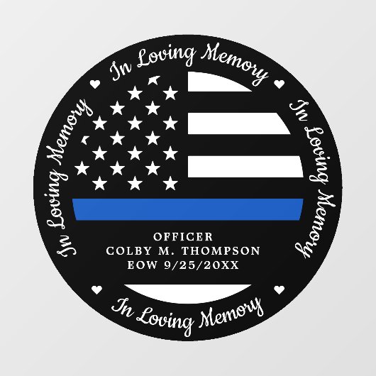 追悼の意を表す落ちた警察官 ウィンドウサイン (シート)