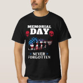 追悼の日 永遠に忘れず、米国旗 軍事 Tシャツ (正面)