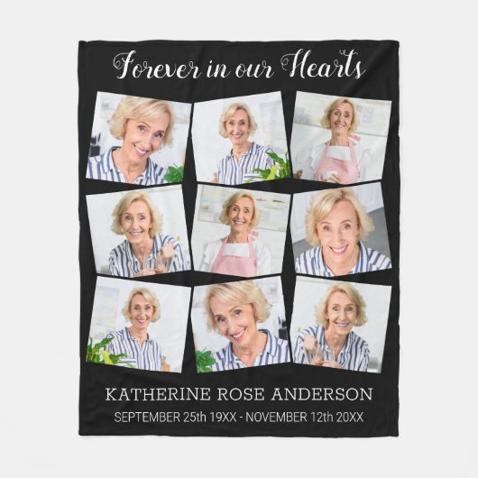 追悼の記念の記念カスタム記念フォトコラージュ フリースブランケット (正面)