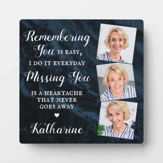 追悼の詩パーソナライズされた3枚 フォトプラーク (正面)