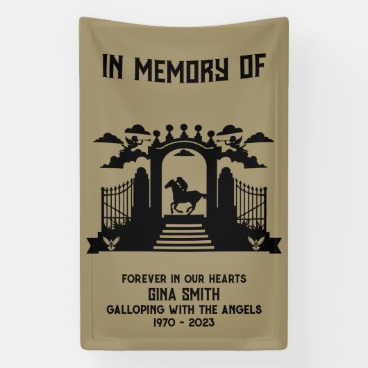 追悼の馬の乗り馬の葬儀 横断幕 (縦)