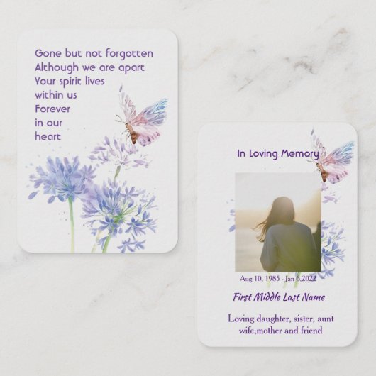 追悼カスタム記念形蝶 名刺 (正面/裏面)