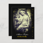 追悼カードまたは葬儀カード - 天使のイラスト付き セーブザデート (正面/裏面)