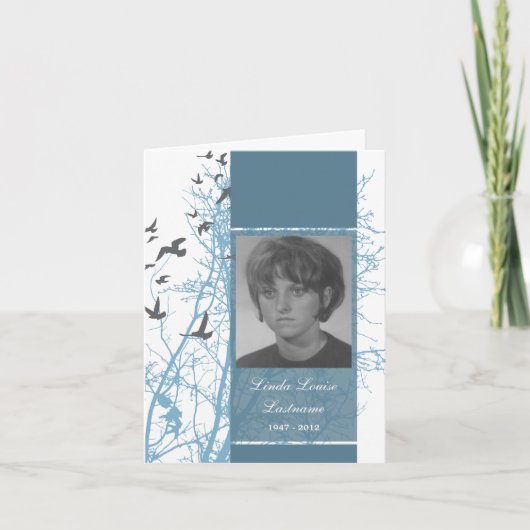 追悼カード : シルエットの鳥 案内状 (正面)