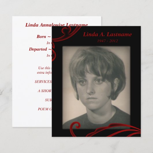 追悼カード 赤い飾り (正面/裏面)