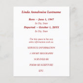 追悼カード 赤い飾り (裏面)