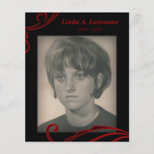 追悼カード 赤い飾り (正面)