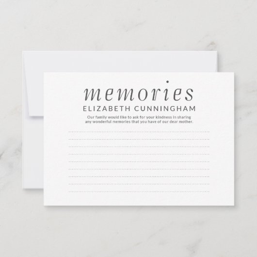 追悼シンプルの思い出の親切な返信 出欠カード (裏面)