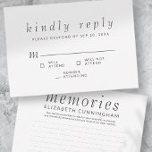 追悼シンプルの思い出の親切な返信 出欠カード