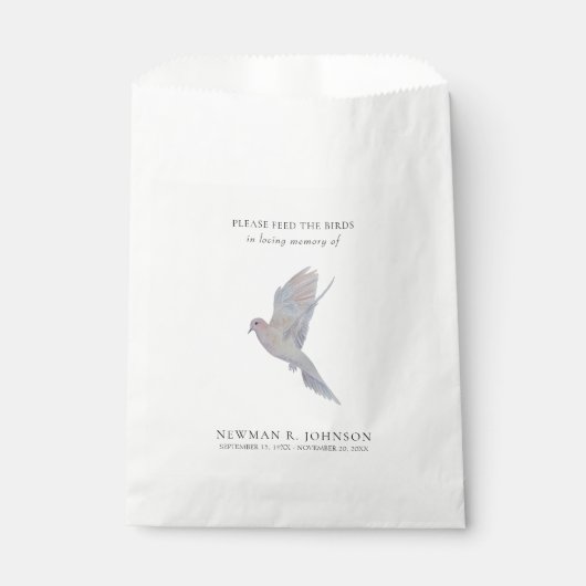 追悼ハトの鳥の種のパケット葬儀メモリアル フェイバーバッグ (正面)