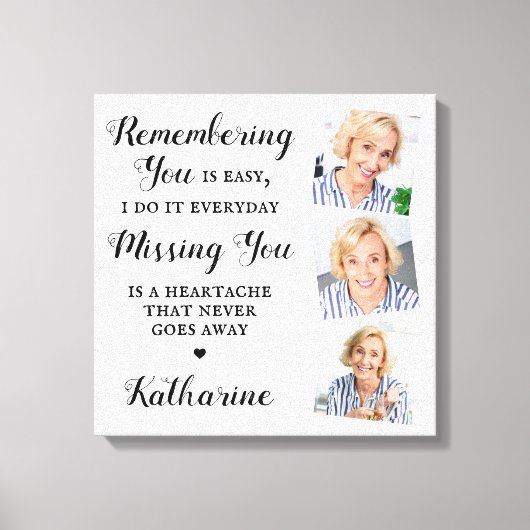 追悼パーソナライズされた3枚 キャンバスプリント (正面)