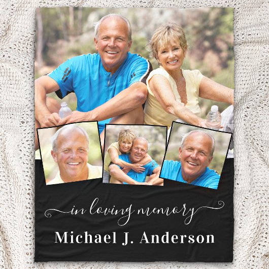 追悼パーソナライズされた4写真 フリースブランケット