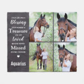 追悼パーソナライズされた4 Photo Collage Memorial フリースブランケット (正面(横))