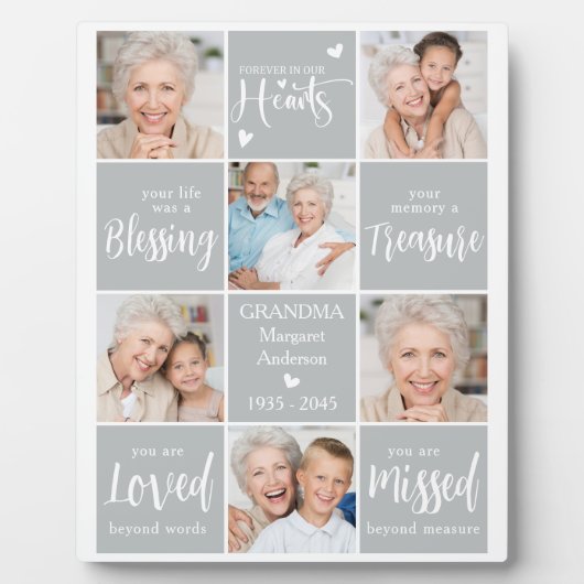 追悼パーソナライズされた6写真コラージュ記念 フォトプラーク (正面)