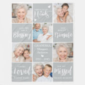 追悼パーソナライズされた6写真コラージュ記念 フリースブランケット (正面)