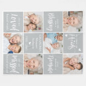 追悼パーソナライズされた6写真コラージュ記念 フリースブランケット (正面(横))