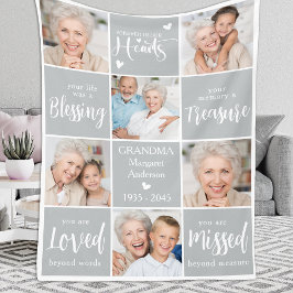 追悼パーソナライズされた6写真コラージュ記念 フリースブランケット